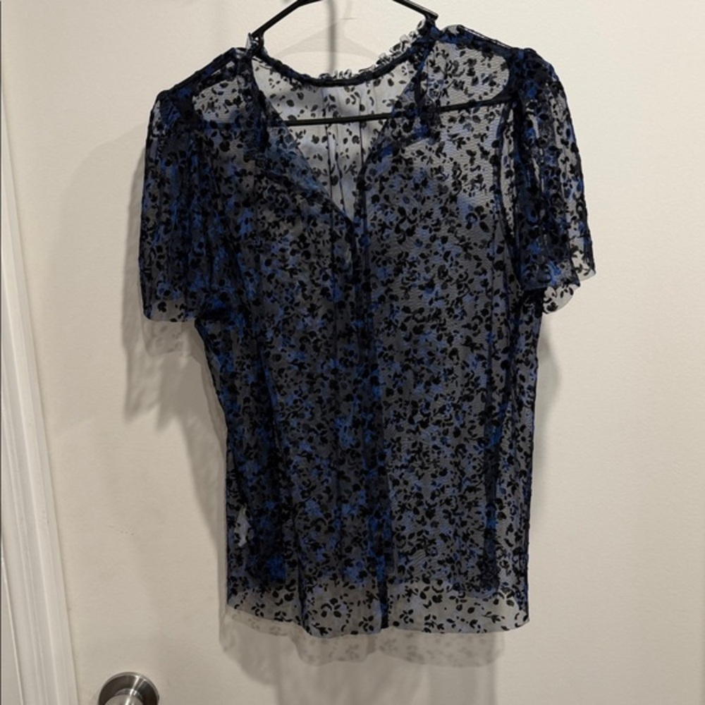 Next Black and Blue Floral Sheer Blouse